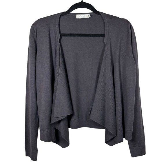 Poles Medium 100% Merino Wool‎ Black Open Drape Cardigan Sweater - Picture 1 of 4